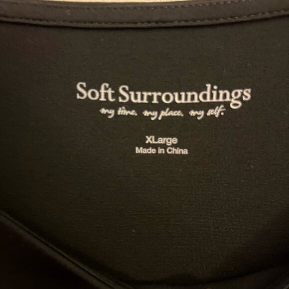 Soft Surroundings Dress XL Black Long Sleeve Midi Pleated Shimmer - Picture 4 of 12